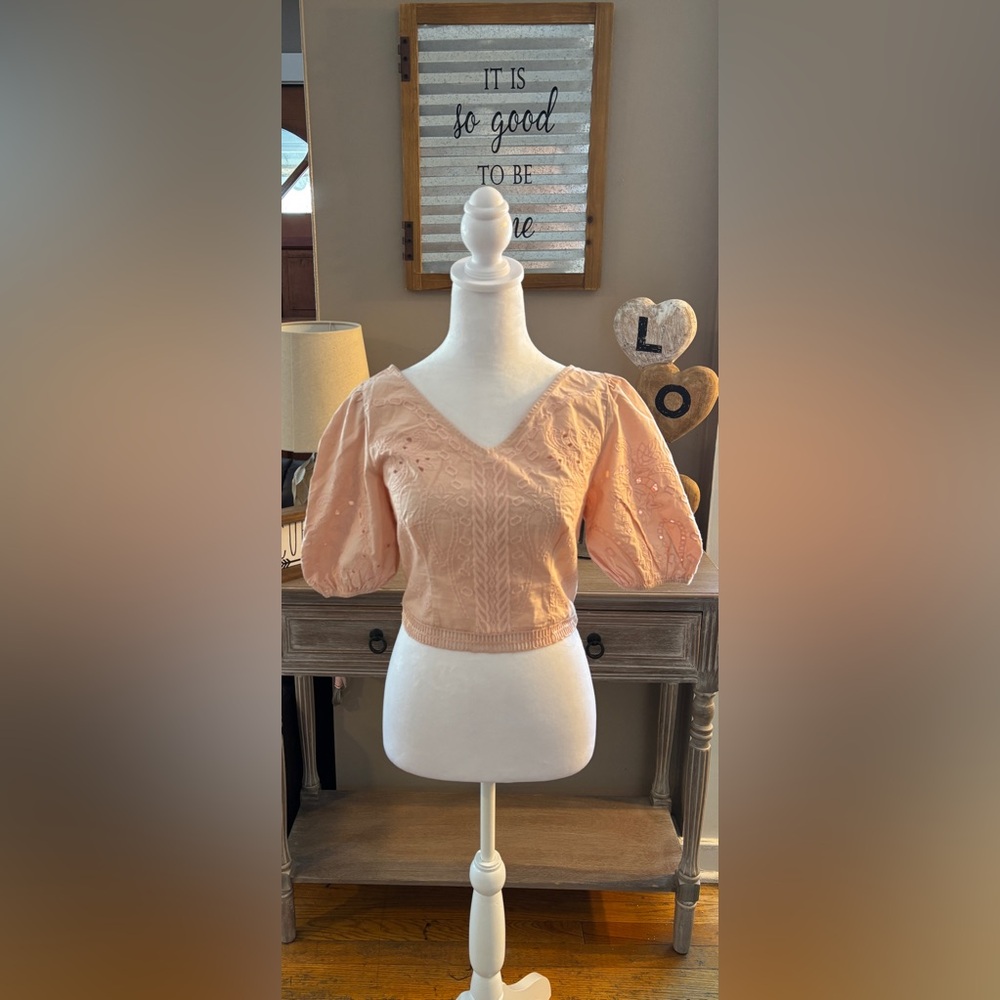 Express Cropped Eyelet Blouse